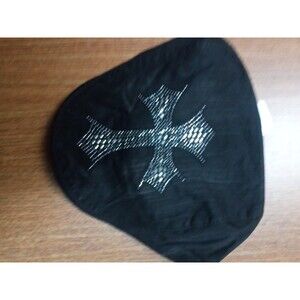 D&Y -Gatsby Cabbie Black Hat with silver Cross Size M/L
